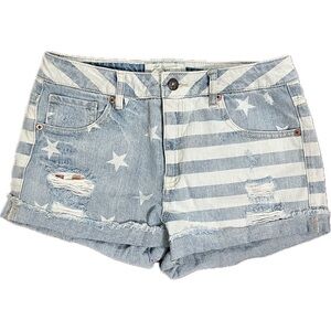 Forever 21 Retro Stars & Stripes Distressed Denim Shorts Size 27